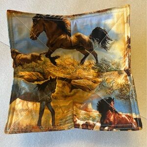 NEW! Handmade Wild Horse Print Fabric Bowl Cozy